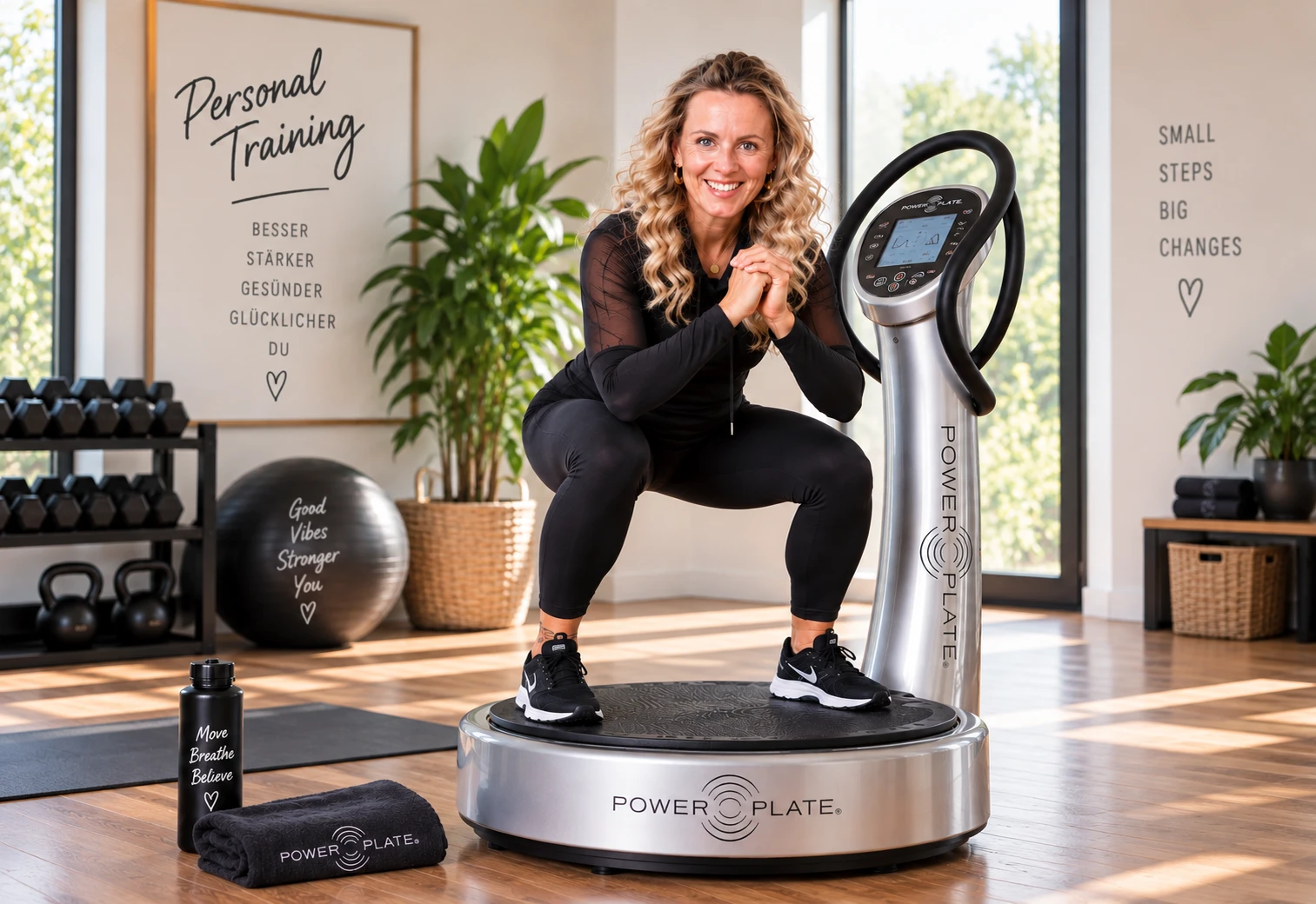 Andrea auf der Power Plate im Studio
